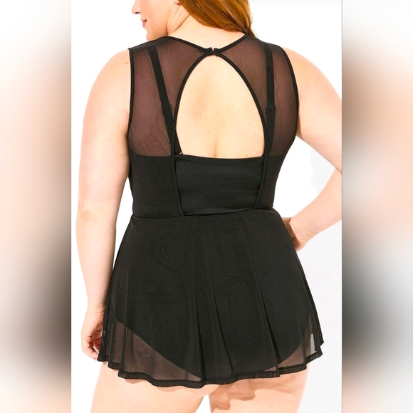 Torrid Underwire Long Mesh Overlay Swim Dress With Brief Violet XL - Picture 11 of 11